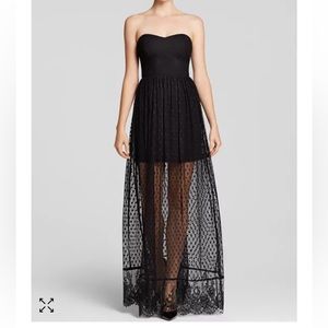 GUESS Strapless Swiss Dot Maxi Dress